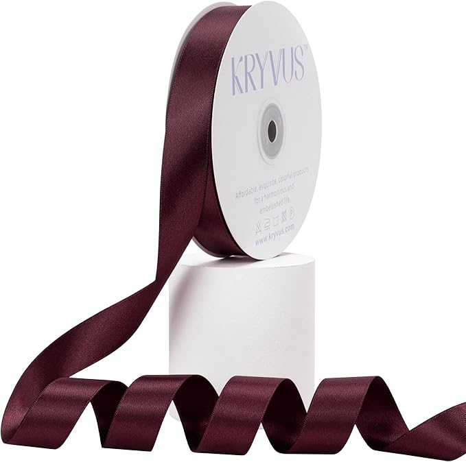 Burgundy Satin Ribbon, Double Faced 7/8 Inch X 50 Yards Burgundy Ribbon, Premium Satin Ribbon for Gift Wrapping, Crafts, Hair Bow Making, Sewing, Flower Bouquet, Wedding Party Decor