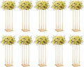 10 Pcs Tall Wedding Elegant Metal Flower Centerpieces, 23.6" Gold Flower Stand Vase Display Column for Wedding Event Reception Table, Wedding Geometric Vases for Party Table, Home Décor