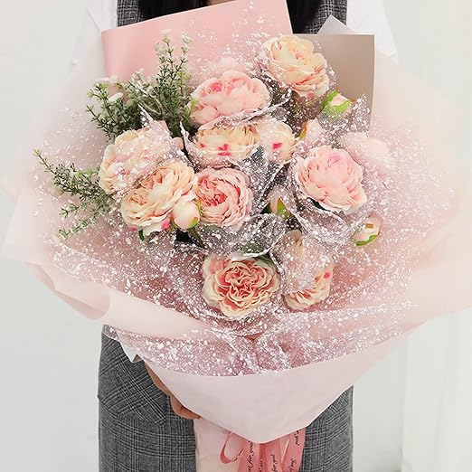 1Roll Flower Wrapping Mesh Paper DIY Snow Dot Yarn Floral Bouquet Gift Packaging Materials Craft Net Paper Florist Supplies Holiday Wedding Birthday Decoration 19.7inch x 4Yard (Sky Blue)