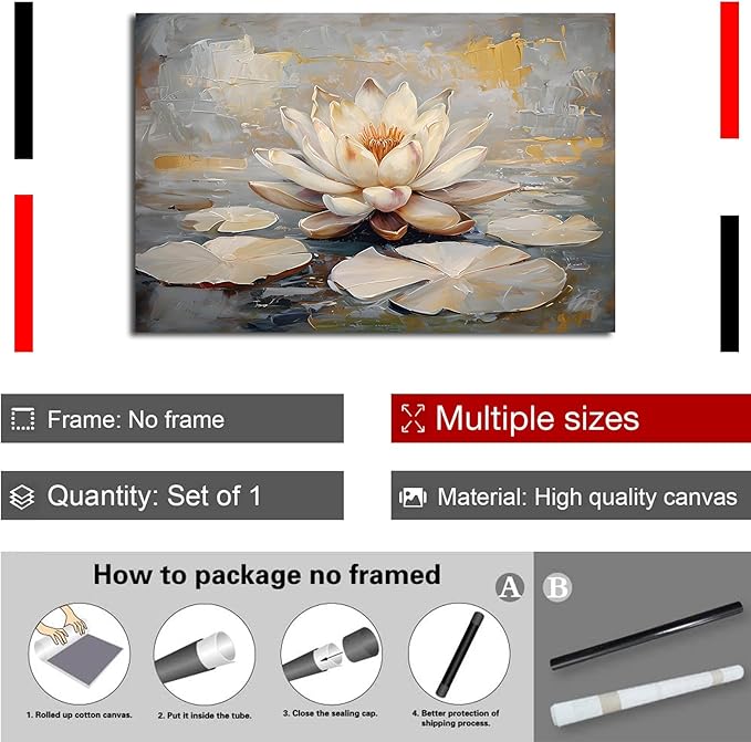 Ethereal white lotus floating on Crystal Waters poster vintage oil painting printwall art soft blush and gold accents serene home and office decor dreamy 20x30in Frameless