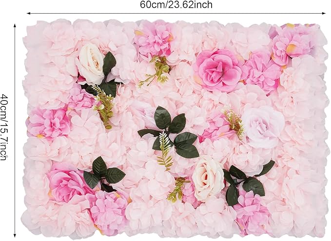 12 Pcs White Flower Wall Flowers Backdrop Artificial Flower for Backdrop Flowers Decoration 3D Floral Panels for Wall Decor Home Party Wedding Room Decoration (60x40cm/Light Pink)