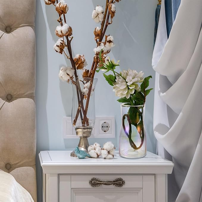 NUOBESTY Chic Iridescent Glass Vase Decor for Floral Arrangements Lightweight Transparent Desktop Ornament Modern Artistic Flower Container for Home and Office Display