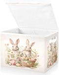 senya Easter Baskets Collapsible Storage Bins with Lids, Easter Bunny Rabbit Storage Boxes Clothes Baskets for Organizing