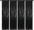 Black Sequin Backdrop Curtains Glitter Drapes 2FTx8FT 4 Panels for Wedding Birthday Party Decorations Bridal Baby Shower Party Supplies Sparkly Photography Background