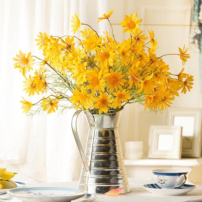 10pcs Artificial Daisy Flowers Flower Arrangements for Home Hotel Office Wedding Party Garden Craft Art Decor Each Approx 21" High No Vase Yellow