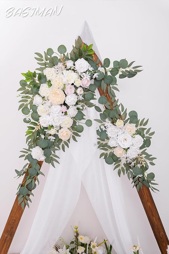 Arch Flowers (Pack of 2) for Wedding Ceremony Arbor and Reception Backdrop Decoration Wedding Welcome Signs Floral Birthday Party Decoration