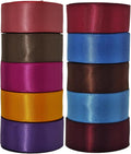 Ribbon 1 inch, 10 Vintage Pack, 50 Yards Double Faced Satin Ribbon Set, 5 Yards Each Color for Gift Wrapping, Flower Bouquet, DIY Crafts, Bow, Wedding, Invitations, Easter, Christmas Party Decorations