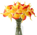 SITUMEIZI 24 PCS Orange Fake Flowers Artificial Calla Lily Silk Flowers Real Touch for Mother's Day Easter Home Kitchen Decor Wedding Bouquet Office Spring Decoration