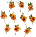 TINGE TIME Boutonniere for Men Wedding,Groom and Best Man Boutonniere for Wedding Ceremony Anniversary, Formal Dinner Party and Rustic Spring Wedding Marriage (10, Miami Burnt Orange)