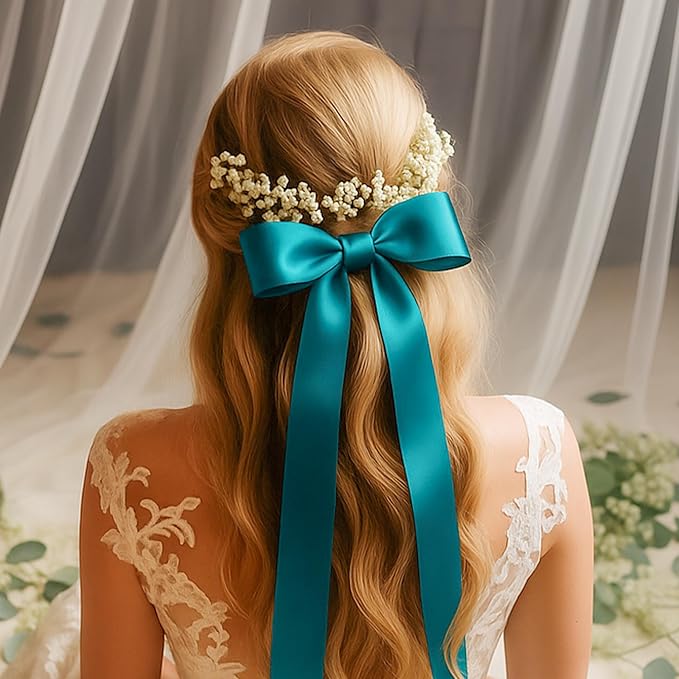 Fullive 1 1/2 Inch Teal Ribbon for Gift Wrapping, 30 Yards Christmas Ribbon, Polyester Satin Ribbons for Crafts for Birthday Graduate Christmas Decoration DIY Bows Wrapping Bouquet Floral Arrangements