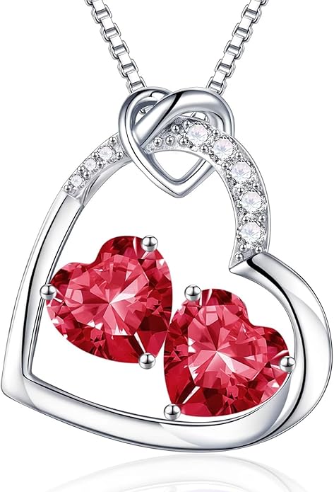 Iefil Christmas Gifts for Women Wife - 925 Sterling Silver Birthstone Necklace, Anniversary Birthday Gifts for Women, Birthstone Jewelry Gift for Wife Girlfriend Mom