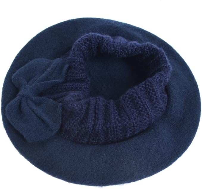 VECRY Lady French Beret 100% Wool Beret Floral Dress Beanie Winter Hat