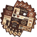 Coffee Table Placemats Set, Hot Mocha Latte Milk Typography on Scribble Backdrop, Set for Dining Table Decor 6 PCS, Cafe-2