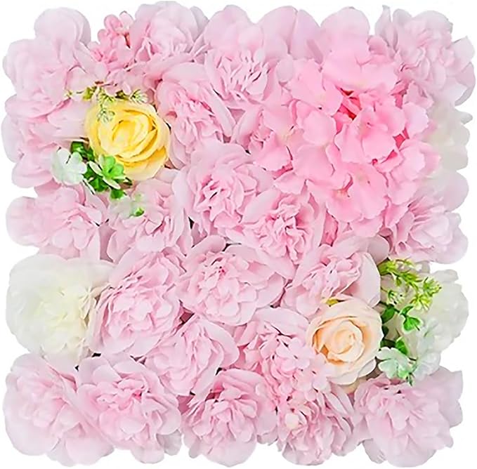 Flower Wall Backdrop, 12PCS 10.6"-15.7" Artificial Flower Wall Panel with Various Styles, 3D Floral Wall Decor for Wedding Photo Background Festive Party Home Decoration (L013, 15 * 15in)