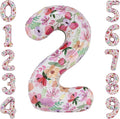 Flower Balloons 40 Inch Floral Number 2 Balloon for 2nd Birthday Garden Party Decorations Two Year Old Photo Props Foil Number 2