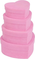 GnFlus Velvet Nesting Gift Boxes with Lids for Presents 4 Pack Pink Heart Shape Gifts Box for Arrangements Flowers Valentines Christmas Wedding Birthdays Bridesmaid Anniversary Party