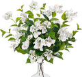 Hollyone 2Pcs Bougainvillea Artificial Flowers Bouquets White Fake Flower Silk Flowers with Long Stem Floral Arrangements Faux Bougainvillea Flower Plant for DIY Wedding Party Centerpieces Home Decor