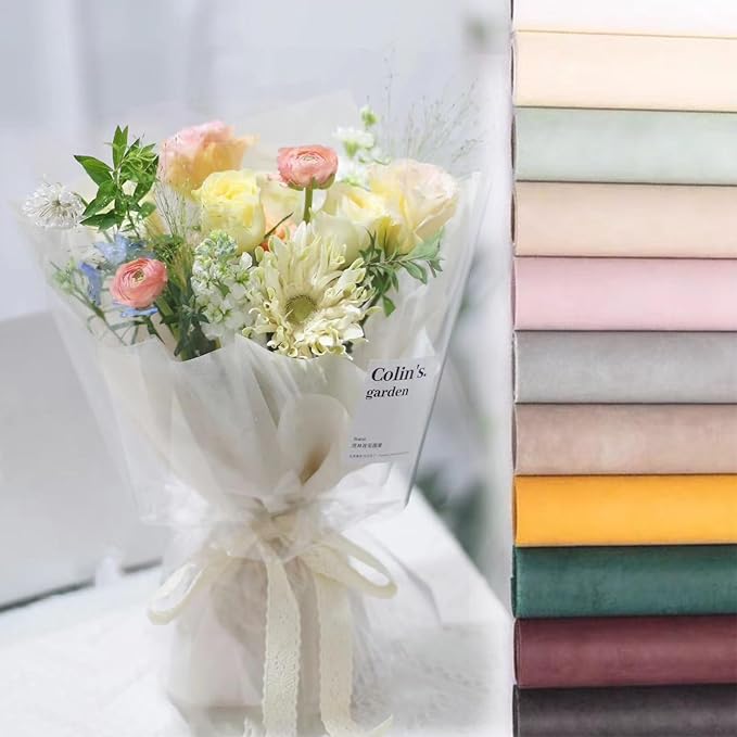 LLBWKC 20 Sheets Korean Cotton Flower Wrapping Paper, Non-Woven Waterproof Floral Bouquet Paper for Florist Supplies, Gift Packaging 23x23 in