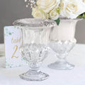 Efavormart 2 Pack Clear Glass Flower Vases in Classic Roman Urn Style, Mini Pedestal Vase Table Centerpieces - 8"