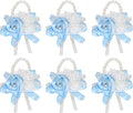 MECCANIXITY 6Pcs Wrist Corsage Artificial Flower Bracelets Rose Wrist Bride Groom Decorative for Wedding Ceremony Prom Party Anniversary Sky Blue