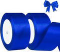 Blue Satin Ribbon 1-1/2 Inch x 2 Rolls Blue Wide Satin Fabric Ribbon for Gift Packaging, Christmas, Wedding, Flower Bouquet, Holiday Party, Invitation
