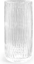 Muyan 7.5" Flower Vase for Decor Ribbed Glass Vase Modern for Centerpieces Desktop Home Office Dining Living Room Wedding (Clear)