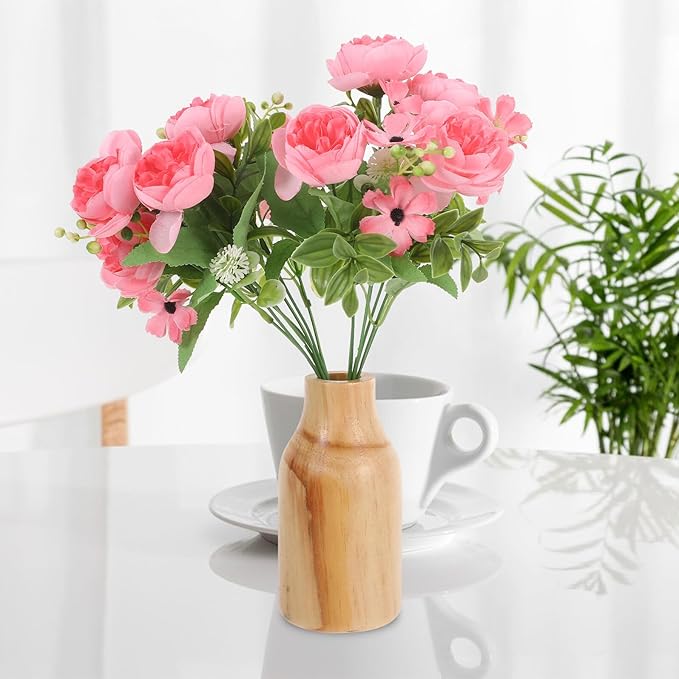 Rustic Wooden Flower Vase Pine Wood Vase for Dried Flower Container, Office, Table Centerpiece, Home Decoration