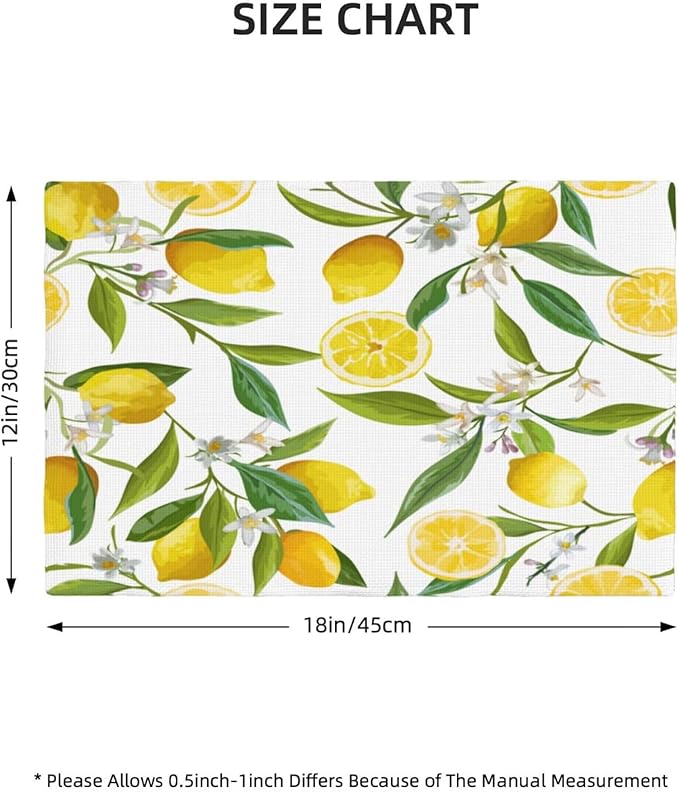 Lemon Table Placemats Set of 6 Summers Fruits Linen Placemats for Indoor Outdoor Party Home Desktop Kitchen Dining Room Decor 12x18 Inch