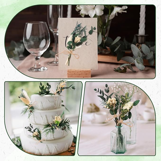 VAIPI 10 Pack Dried Flower Bouquets Green Series Natural Dried Plant with Stem Mini Flower Bundles Artificial Eucalyptus for Vase, DIY, Farmhouse Decor,Wedding Crafts,Home Party Fake Plant Decor