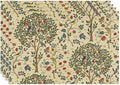 Vintage Trees Placemats Set of 4, William Morris Retro Boho Botanical Plant Birds Place Mats, Heat Resistant Non Slip Cotton Linen Dining Table Mats for Home Kitchen Party 18x12 Inch