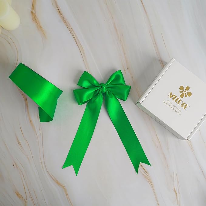 MEEDEE Satin Ribbon - Emerald Green, 1-1/2 Inch, Double Faced, 50 Yards for Christmas, Crafts, Weddings, Flowers, Holidays