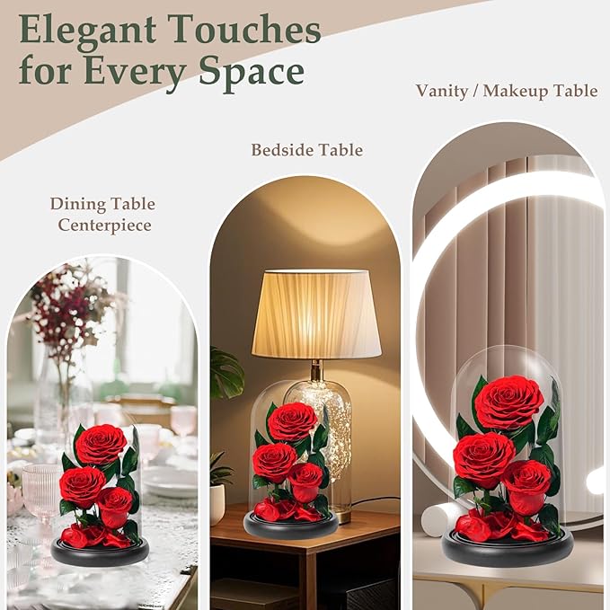 Flowers Roses Gifts for Women - Birthday Gifts Forever Preserved Rose in Acrylic Dome Forever Real Flowers for Delivery Grandma Wife Her Eternal Rose Flower Gifts for Mom Friends Sister