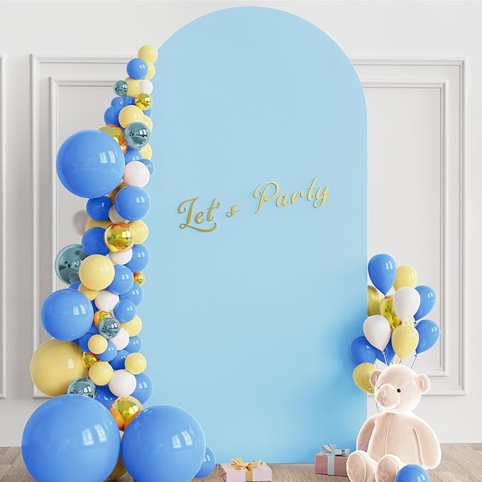 Wokceer 6.6FT Wedding Arch Cover Spandex Fitted Wedding Arch Stand Covers Round Top Chiara Arch Backdrop Cover for Birthday Party Ceremony Banquet Decoration Dusty Blue