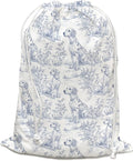 DSHFG Blue Chinoiserie Birthday Drawstring Gift Wrap Bags, Chinoiserie Dog Baby Shower Drawstring Gift Bags Canvas, Blue and White Small Happy Birthday Bag, Gifts for Women Dog Lovers, 10x13 Inch