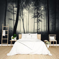 Dark Enchanted Misty Forest Wallpaper Peel and Stick Wall Mural for Bedroom Living Room - 85"x118"