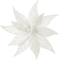 Hollyone 3PCS Poinsettia Christmas Flowers Artificial 11" Large Velvet White Glitter Poinsettia Flowers Christmas Tree Ornaments Floral Picks for Tree Wreath Garland Vase Table Centerpiece Home Decor