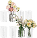 Sadstory Acrylic Small Square Flower Vases, Clear Plastic Table Vases for Centerpieces, 8 Packs