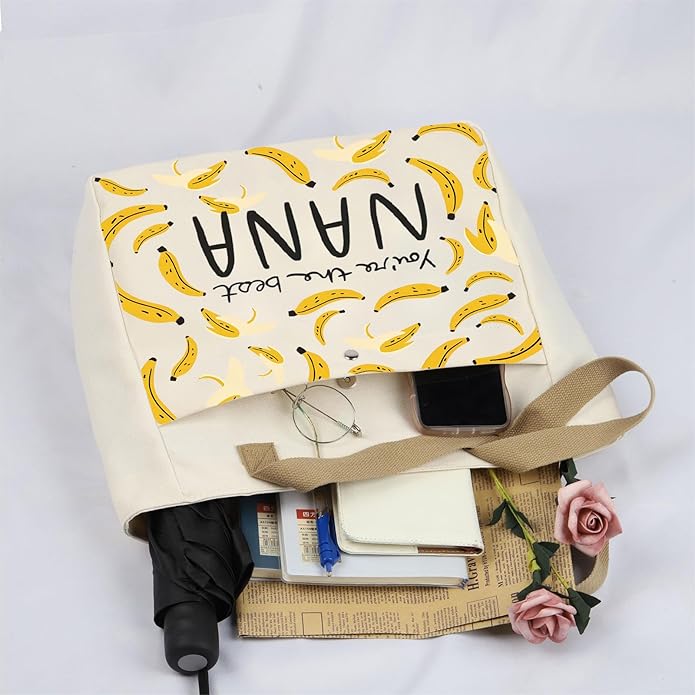 BLUPARK Nana Gift Nana Tote Bag Grandma Gift Nana Canvas Tote Bag Funny Nana Bag Bananas Theme Gift Grandma Shopping Bag