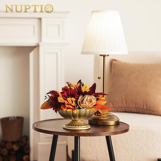 NUPTIO Small Gold Vases for Centerpieces: Brass Compote Vases for Flowers - Metal Pedestal Bowl Decor for Wedding Table Home Set of 10