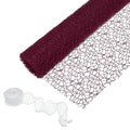 PATIKIL Flower Wrapping Mesh Paper, 15ft Floral Bouquet Craft Packaging Hollow Net Yarn with Ribbon for Flowers Gift Packaging, Burgundy Red