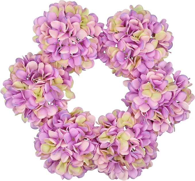 Hollyone 6 Pcs Purple Hydrangea Artificial Flowers Heads with Stems Silk Faux Hydrangea Purple Fake Flowers for Home Indoor Outdoor DIY Floral Wedding Flower Bouquets Kitchen Table Centerpiece Decor