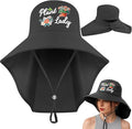 Garden Hats for Women Gardener Gifts Sun Protection Wide Brim Embroidered Hat with Neck Flap for Christmas Birthday
