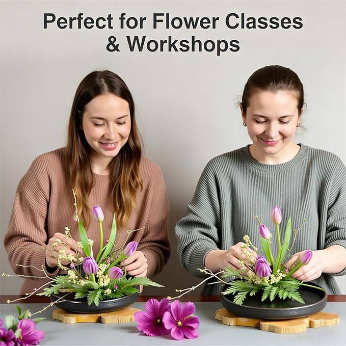 iToids Japanese Ikebana Vase Kenzan Kit – Ceramic Flower Frog & Floral Frog Set for Zen Arrangements, Precise Stem Holder, Hanataba Floral Arrangement Holder, Home & Office Décor