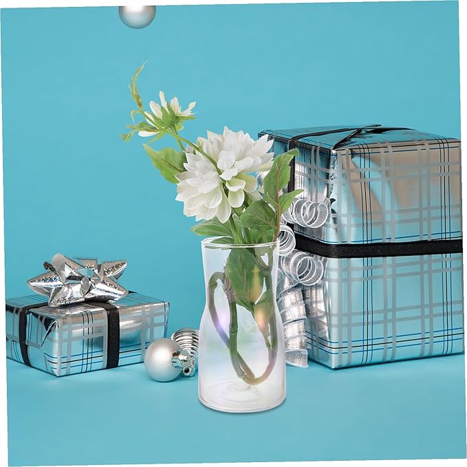 Alipis Transparent Iridescent Glass Vase for Hydroponic Flower Arrangements DIY Decorative Floral Holder for Home Office and Exhibition Display Odorless Material