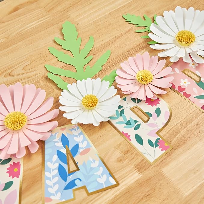 Paper Flowers Decorations for Wall Giant Daisy Flowers Bulletin Board Decoration 3D Floral Tissue Paper Flowers Hanging for Classroom Wedding Baby Shower Tea Party Backdrop (Pink, White