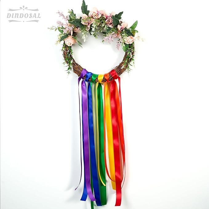 Rainbow Satin Ribbon - 1 Inch Colorful Multicolor Fabric for Crafts, Garland, Tulle & Birthday Party Decoration - 60 Yards