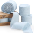Blue Ribbon 1-1/2 x 15 Yards Handmade Cotton Frayed Fringe Fabric Ribbons for Crafts Flower Bouquets Wedding Baby Shower Home DIY Decor