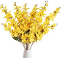 6PCS Yellow Delphinium Artificial Flower Lifelike Silk Larkspur Flowers Plant 35.43" Long Stem Blossoms Fake Flowers for Tall Vase Floral Arrangements Home Table Wedding Decor(Yellow)