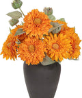 Kimura's Cabin 5Pcs Fake Sunflowers Flowers Long Stems Faux Sunflower Flowers Artificial Silk Bouquet for Wedding Autumn Home Garden Birthday Party Kitchen Table Decor (Orange Yellow)