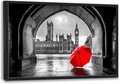London City Large Wall Art Black and White Framed Red Wall Decor for Living Room, Big Ben Pictures Oversized Canvas Print Painting Modern Extra Large Framed Artwork for Bedroom Office 36"x24"